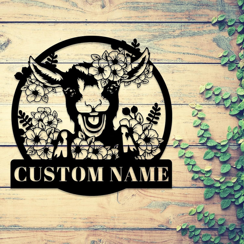 Heartfelt Custom Goat Metal Sign For Rustic Farm Decor Enthusiasts - Personalized Name To Add Charm To Any Room Or Man Cave