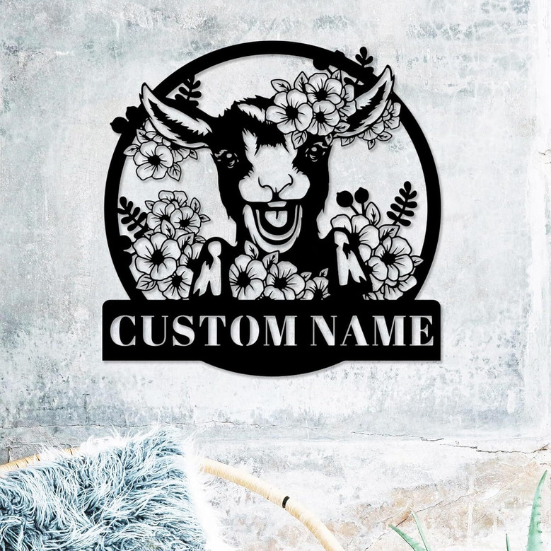 Heartfelt Custom Goat Metal Sign For Rustic Farm Decor Enthusiasts - Personalized Name To Add Charm To Any Room Or Man Cave