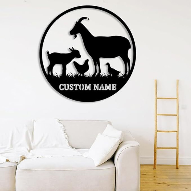 Custom Metal Goat Signs For Farmhouse Kitchen - Personalized Wall Art Gift For Home