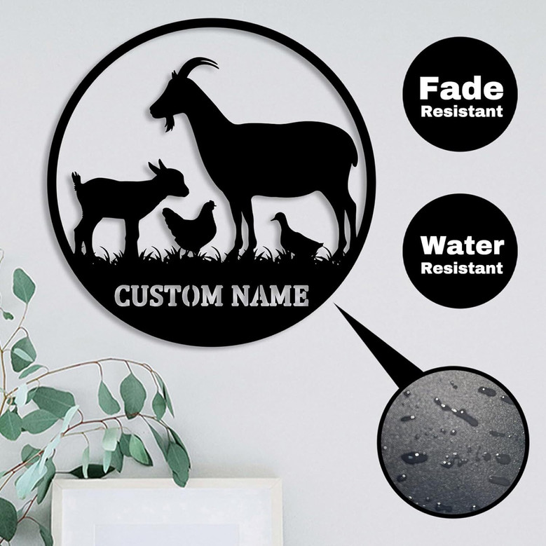 Custom Metal Goat Signs For Farmhouse Kitchen - Personalized Wall Art Gift For Home