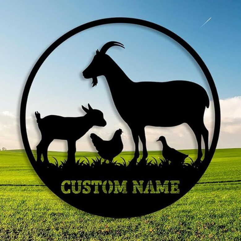Custom Metal Goat Signs For Farmhouse Kitchen - Personalized Wall Art Gift For Home