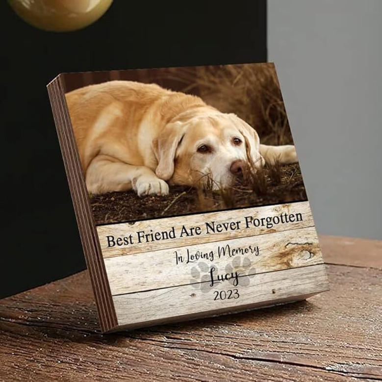 In Loving Memory Personalized Wooden Sign For Pet Memorial - Rustic Style Pet Loss Gift For Dog Or Cat Owners