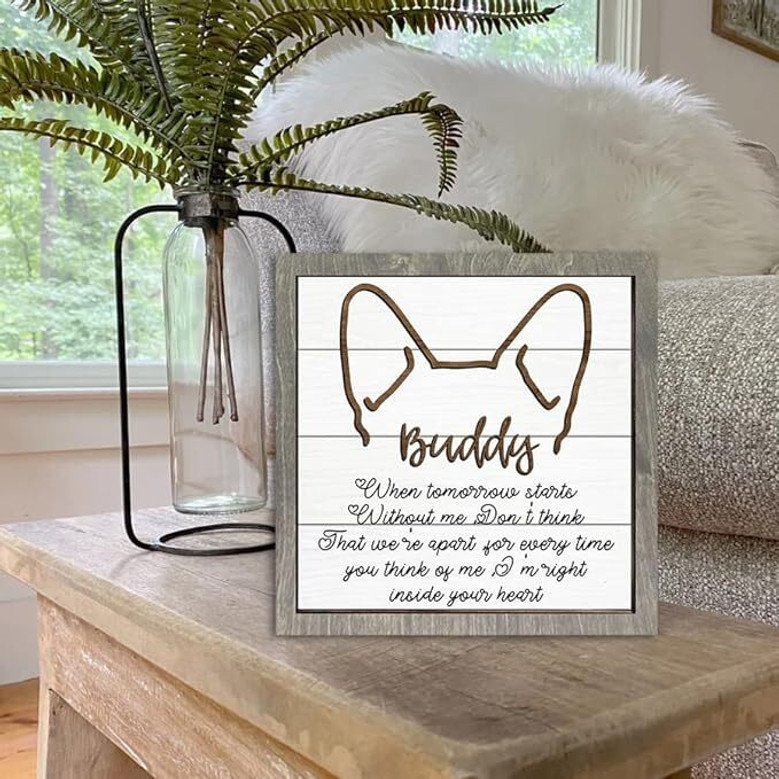 Personalized Pet Memorial Wooden Sign For Indoor - Rustic Style