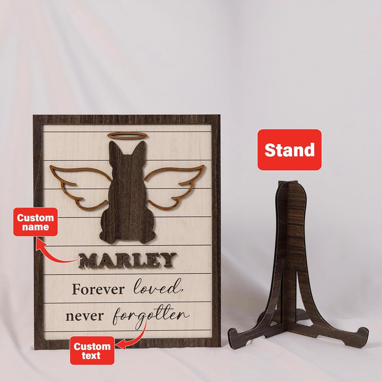 Personalized Pet Silhouette Memorial Wooden Sign - Heartfelt Pet Loss Gif