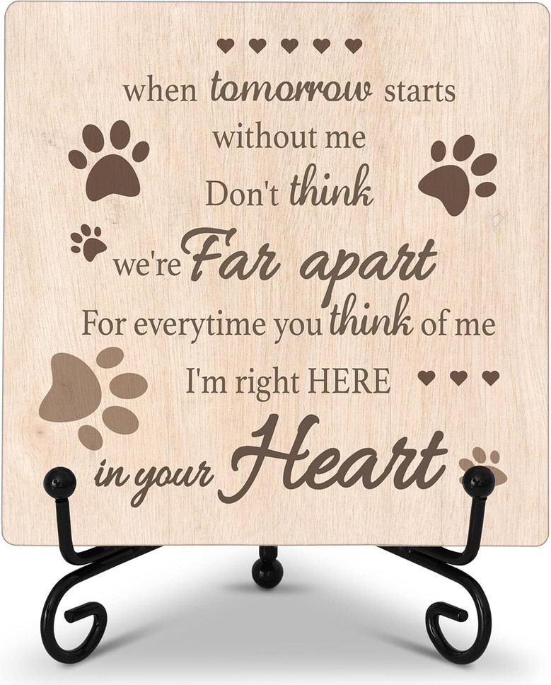 Thoughtful Pet Memorial Wooden Sign - Farmhouse Desk Decor For Dog Cat Loss
