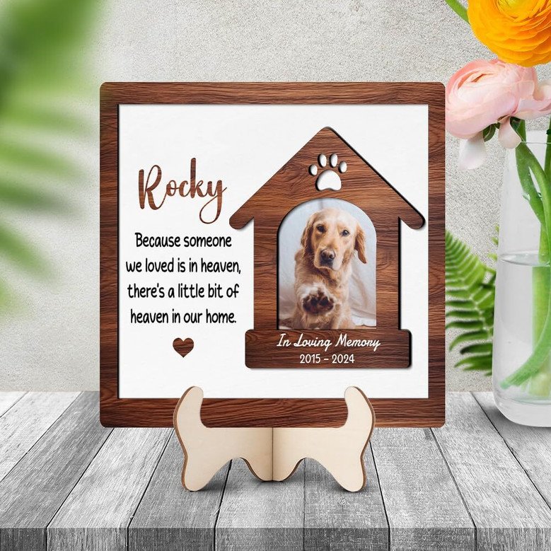Personalized Dog Memorial Wooden Sign - Heartfelt Custom Pet Loss Gift, Sympathy Keepsake For Home