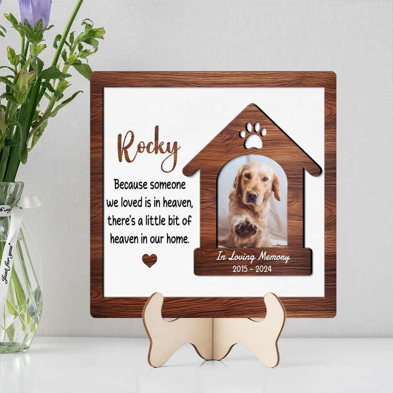Personalized Dog Memorial Wooden Sign - Heartfelt Custom Pet Loss Gift, Sympathy Keepsake For Home