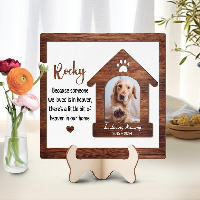 Personalized Dog Memorial Wooden Sign - Heartfelt Custom Pet Loss Gift, Sympathy Keepsake For Home