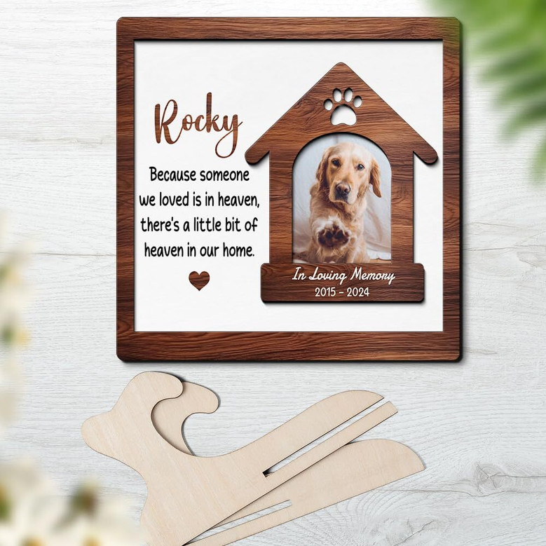 Personalized Dog Memorial Wooden Sign - Heartfelt Custom Pet Loss Gift, Sympathy Keepsake For Home
