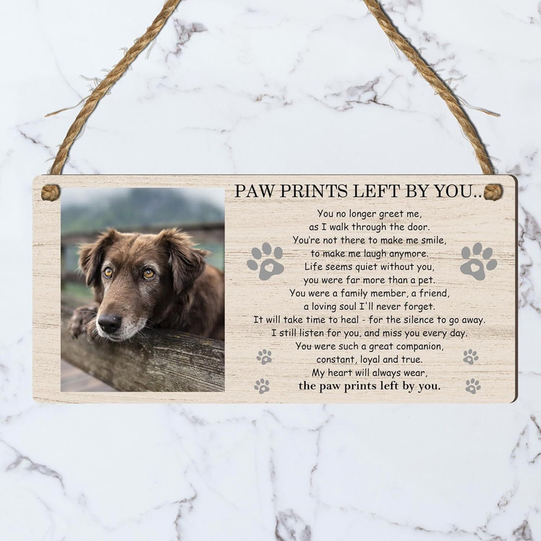 Heartfelt Pet Memorial Wooden Sign For Dog Cat Lovers – Personalized Bereavement Plaque For Living Room
