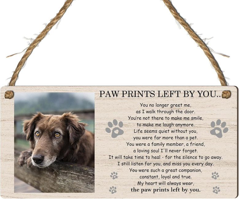 Heartfelt Pet Memorial Wooden Sign For Dog Cat Lovers – Personalized Bereavement Plaque For Living Room
