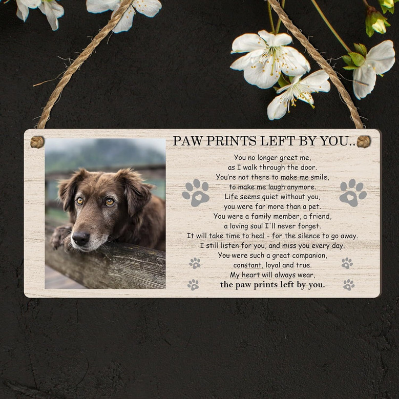 Heartfelt Pet Memorial Wooden Sign For Dog Cat Lovers – Personalized Bereavement Plaque For Living Room
