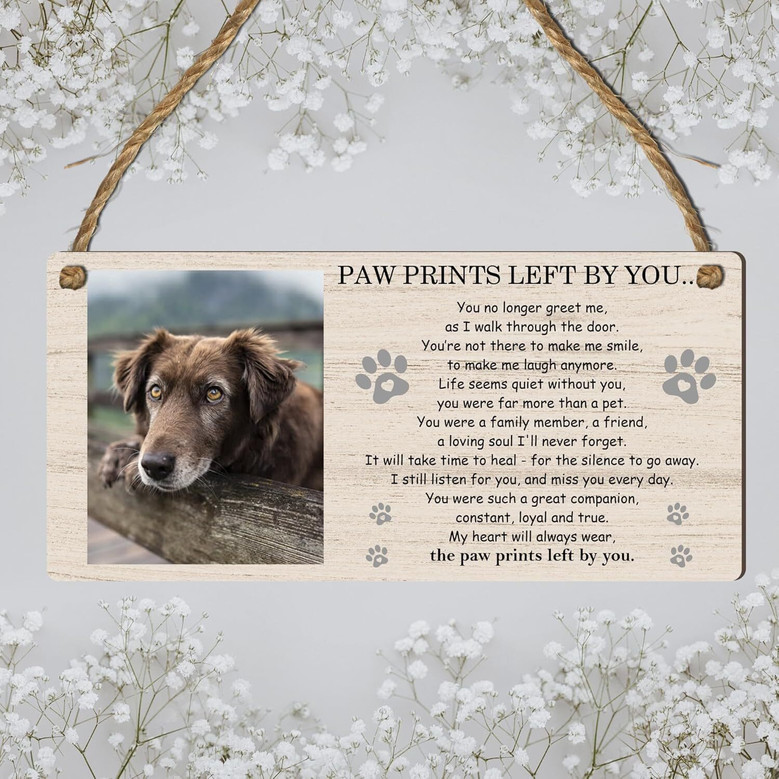 Heartfelt Pet Memorial Wooden Sign For Dog Cat Lovers – Personalized Bereavement Plaque For Living Room