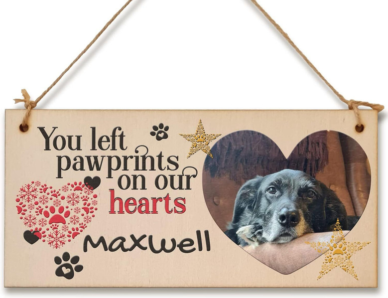 Personalized Pet Memorial Wooden Sign With Pawprints – Heartfelt Home Decor For Pet Lovers