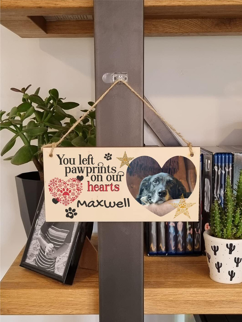 Personalized Pet Memorial Wooden Sign With Pawprints – Heartfelt Home Decor For Pet Lovers