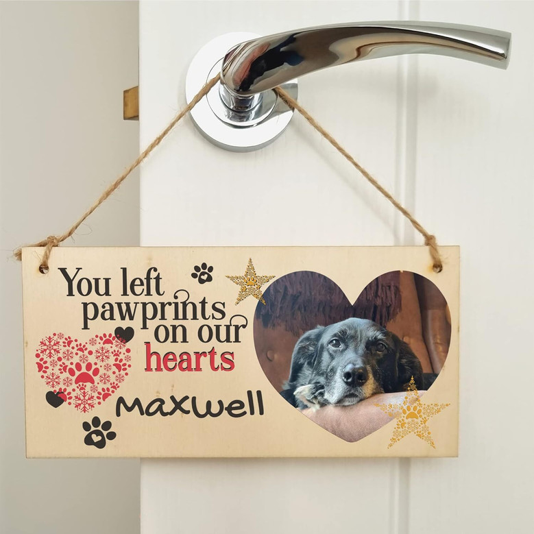 Personalized Pet Memorial Wooden Sign With Pawprints – Heartfelt Home Decor For Pet Lovers