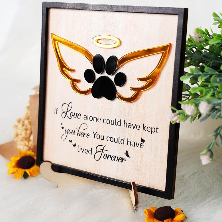 Heartfelt Pet Memorial Wooden Signs For Dog Loss Sympathy - Personalized Wood Plaques