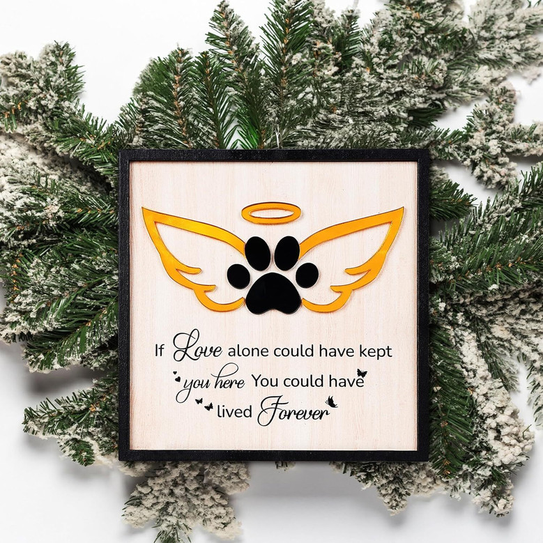 Heartfelt Pet Memorial Wooden Signs For Dog Loss Sympathy - Personalized Wood Plaques