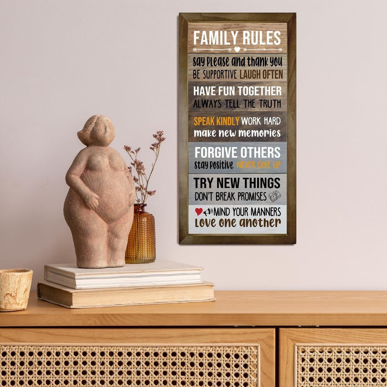 Personalized Rustic Family Rules Sign - Thoughtful Wall DéCor For Living Room, Housewarming Gift