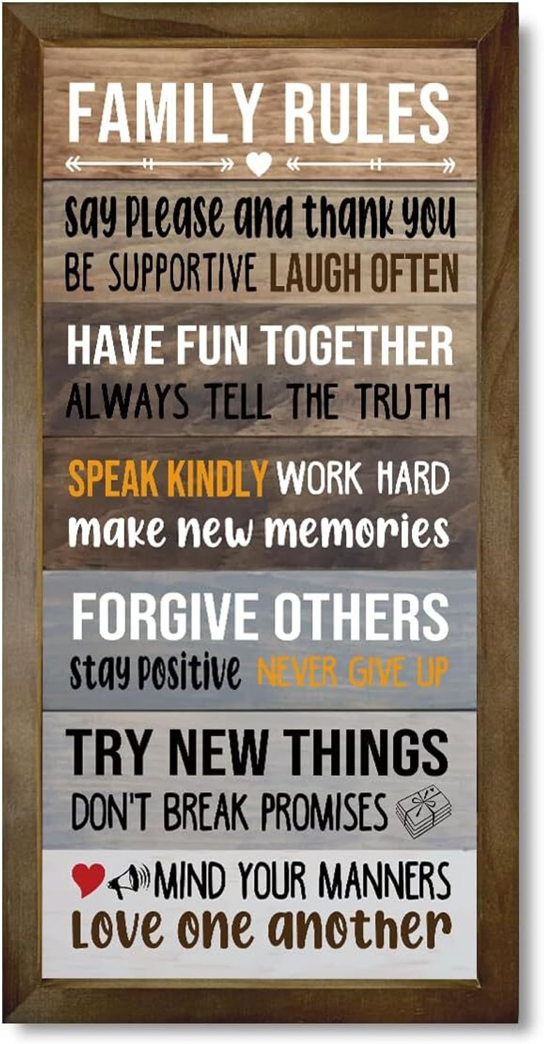 Personalized Rustic Family Rules Sign - Thoughtful Wall DéCor For Living Room, Housewarming Gift