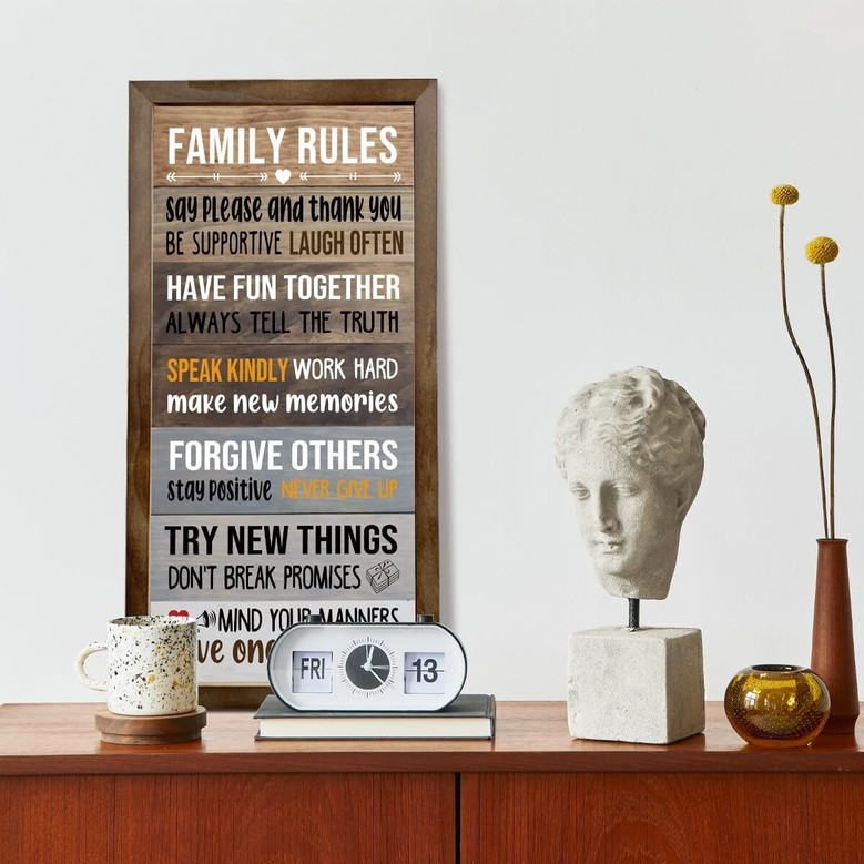 Personalized Rustic Family Rules Sign - Thoughtful Wall DéCor For Living Room, Housewarming Gift
