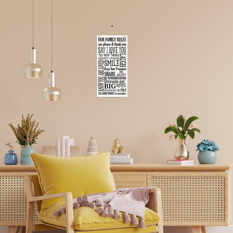Heartfelt Family Rules Wood Sign For Living Room - Rustic Love Home Decoration