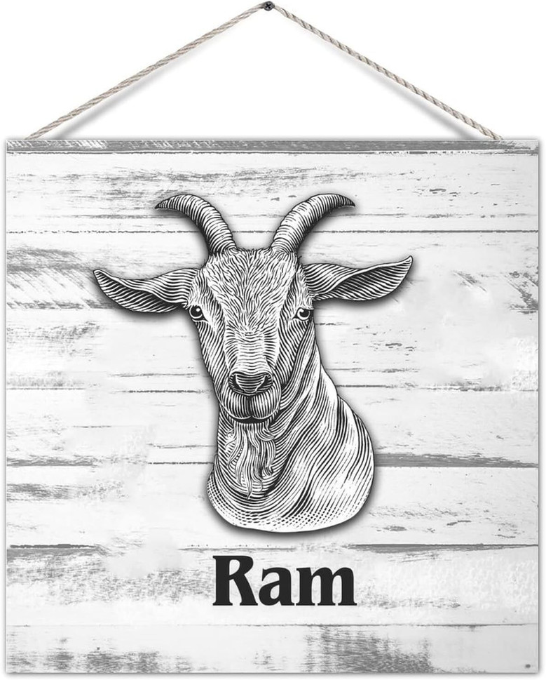 Rustic Wood Goat Sign With Ropes For Farmhouse And Barn DéCor - Classic Farm Animal Design For Ranch Or Chicken Coop