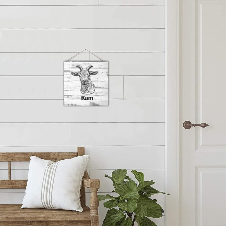 Rustic Wood Goat Sign With Ropes For Farmhouse And Barn DéCor - Classic Farm Animal Design For Ranch Or Chicken Coop