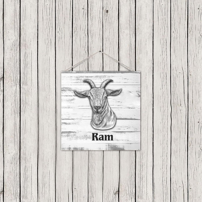 Rustic Wood Goat Sign With Ropes For Farmhouse And Barn DéCor - Classic Farm Animal Design For Ranch Or Chicken Coop