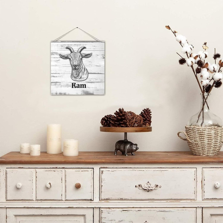Rustic Wood Goat Sign With Ropes For Farmhouse And Barn DéCor - Classic Farm Animal Design For Ranch Or Chicken Coop