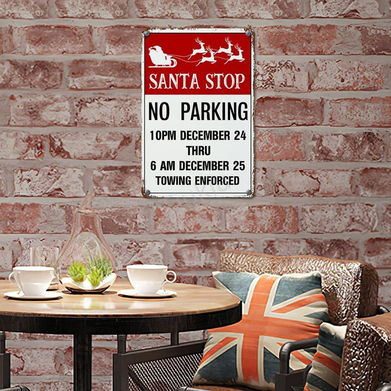 Vintage Santa Sleigh Metal Sign For Christmas Decor- Perfect For Garden Or Bathroom