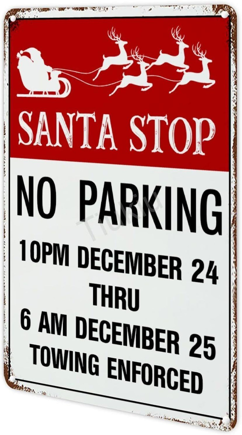 Vintage Santa Sleigh Metal Sign For Christmas Decor- Perfect For Garden Or Bathroom
