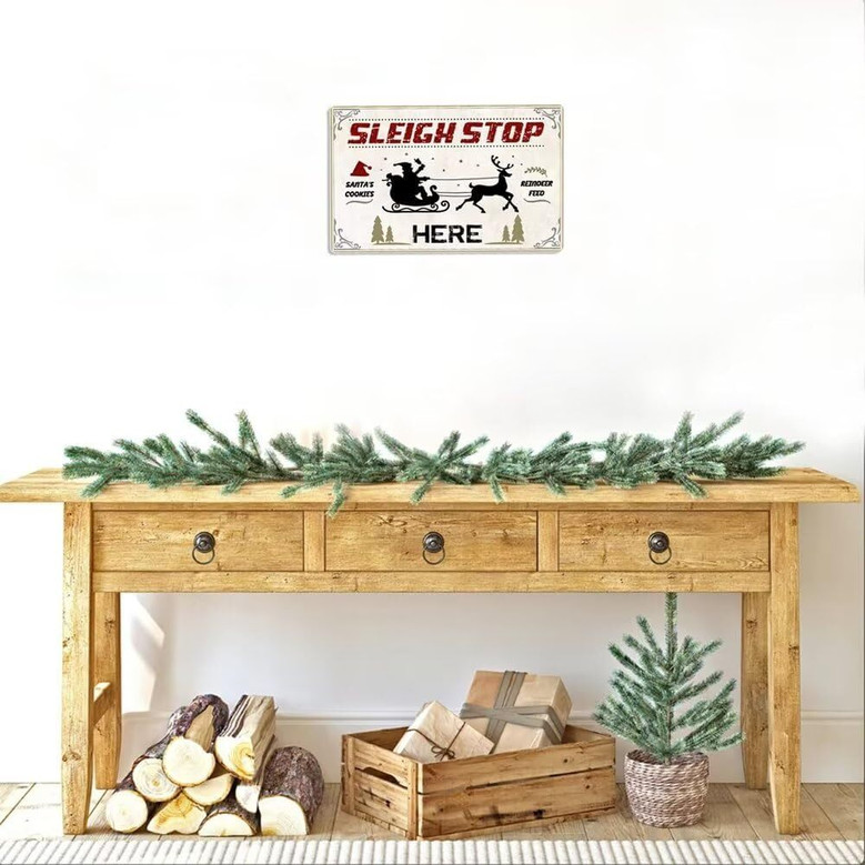 Vintage Santa's Sleigh Wall Art - Retro Metal Sign For Christmas, Front Door, Home Coffee Bar DéCor