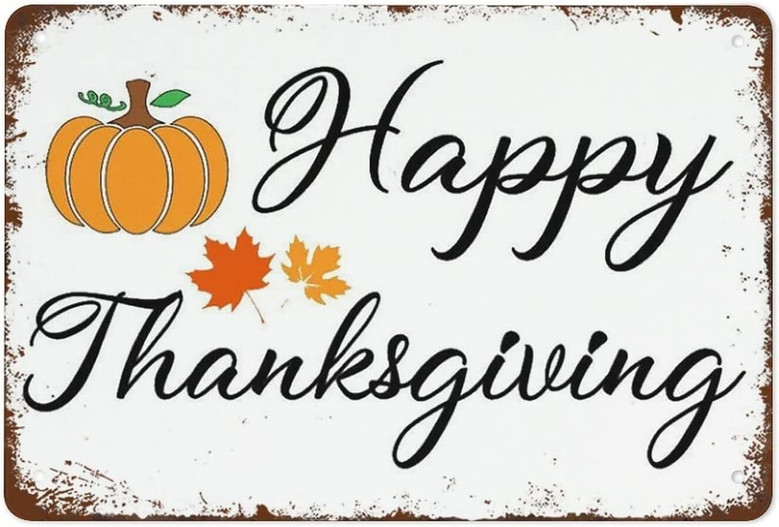 Vintage Thanksgiving Wall Art Metal Sign - Funny Retro Holiday Decor For Home, Cafes, And Offices