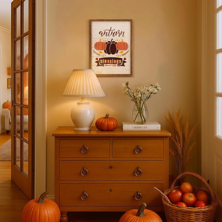 3D Thanksgiving Wall Art Canvas For Living Room And Kitchen - Autumn Pumpkin Decor For Porch And Bathroom