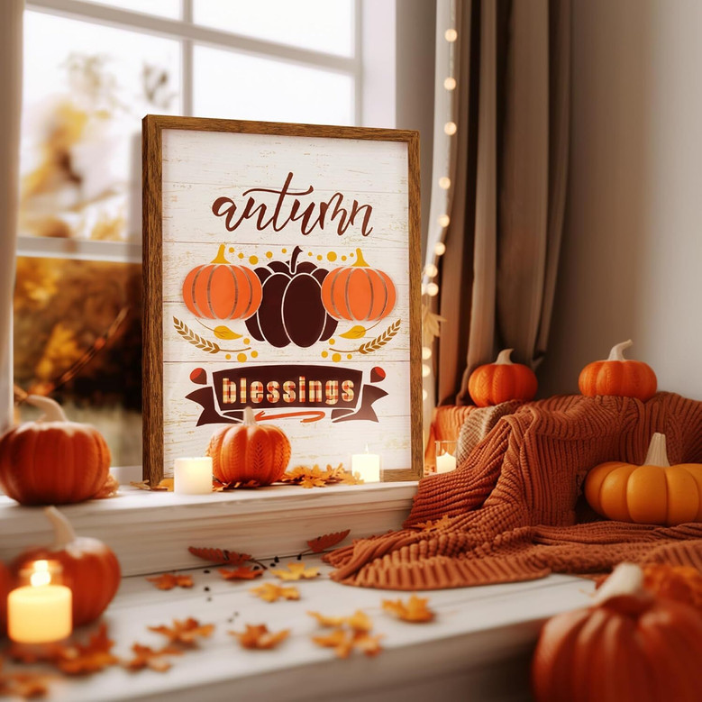 3D Thanksgiving Wall Art Canvas For Living Room And Kitchen - Autumn Pumpkin Decor For Porch And Bathroom