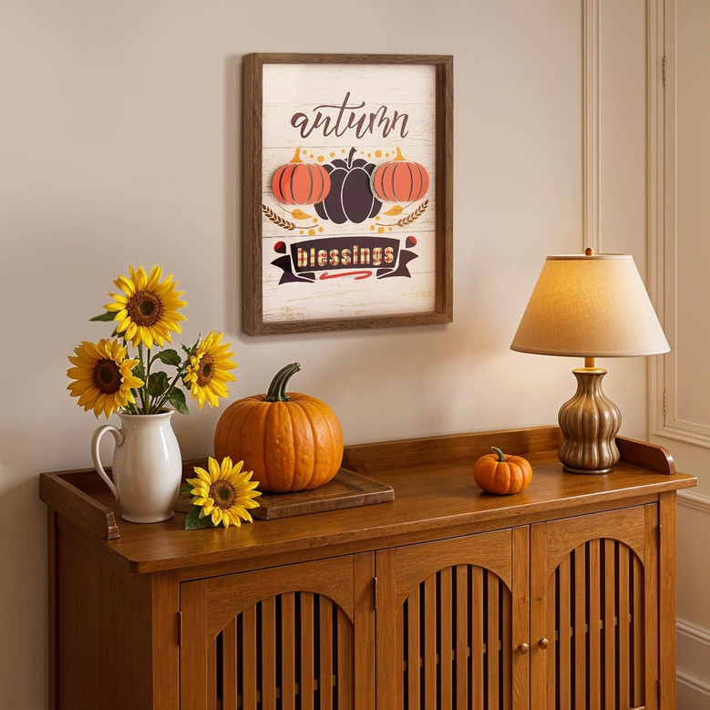 3D Thanksgiving Wall Art Canvas For Living Room And Kitchen - Autumn Pumpkin Decor For Porch And Bathroom