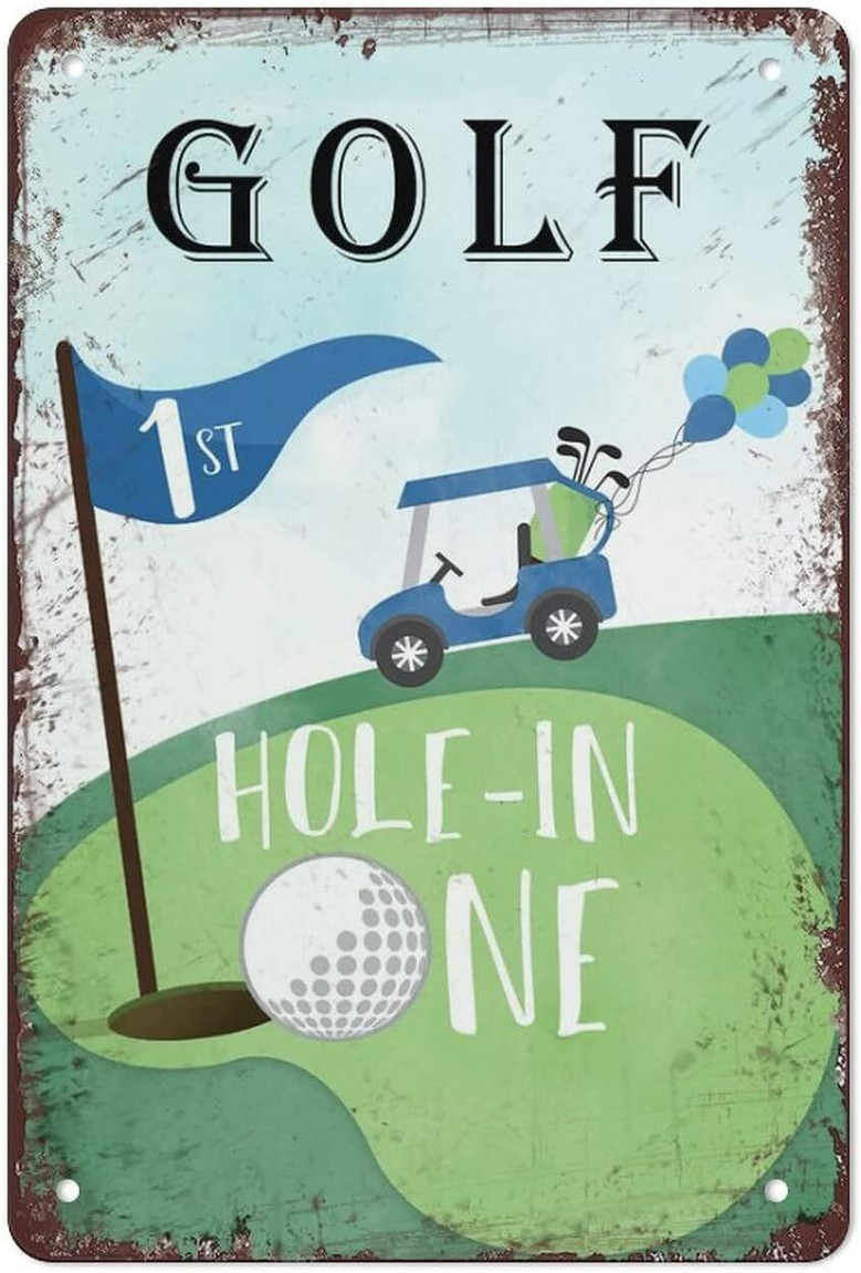 Hole In One Golf Metal Tin Sign For Man Cave Or Bar - Retro Decor Gift For Golf Lovers