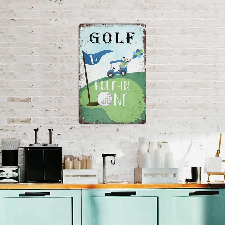 Hole In One Golf Metal Tin Sign For Man Cave Or Bar - Retro Decor Gift For Golf Lovers