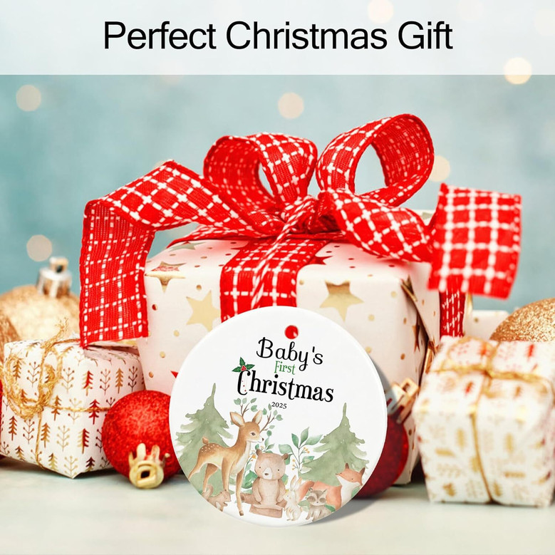 Personalized Baby's First Christmas Ornament 2025 For Living Room