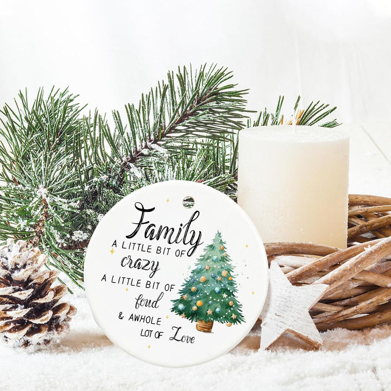 Ceramic Family Ornament For Living Room 2025 Christmas - Keepsake For Mom, Dad, Kids, And Grandparents