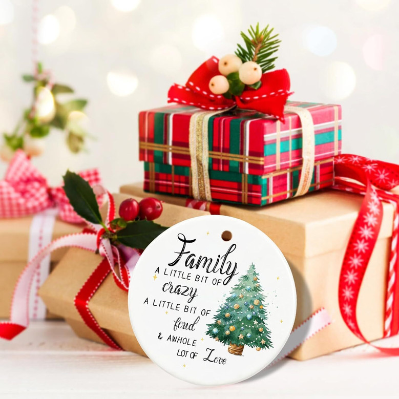 Ceramic Family Ornament For Living Room 2025 Christmas - Keepsake For Mom, Dad, Kids, And Grandparents