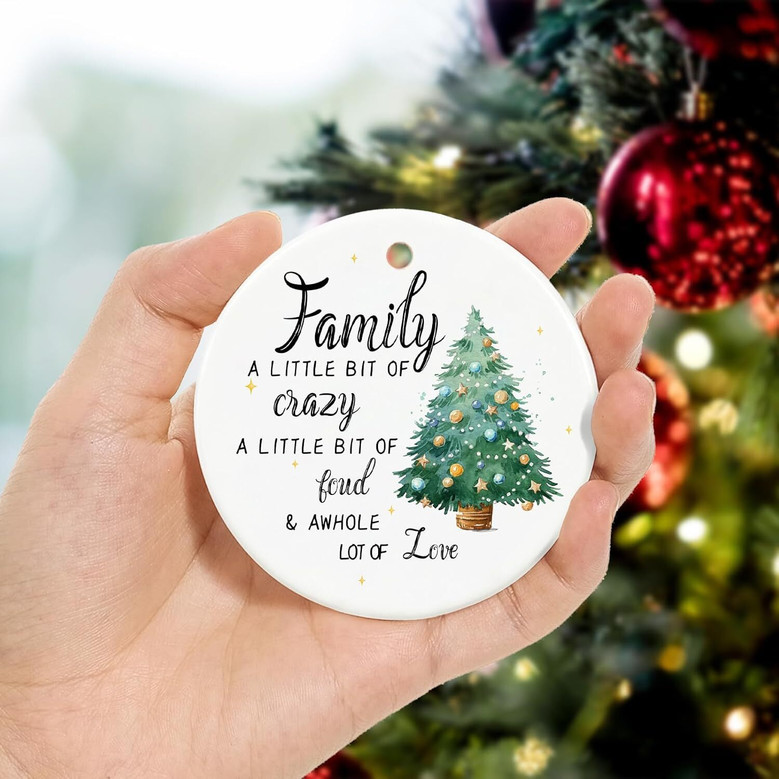 Ceramic Family Ornament For Living Room 2025 Christmas - Keepsake For Mom, Dad, Kids, And Grandparents