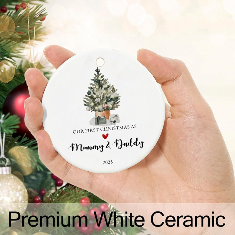 Personalized 2025 Ceramic Ornament For New Moms And Dads - Thoughtful Living Room Decor