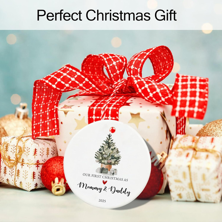 Personalized 2025 Ceramic Ornament For New Moms And Dads - Thoughtful Living Room Decor