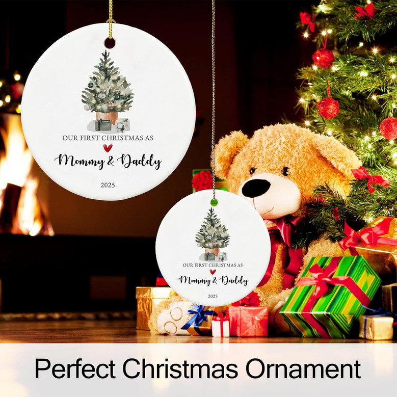 Personalized 2025 Ceramic Ornament For New Moms And Dads - Thoughtful Living Room Decor