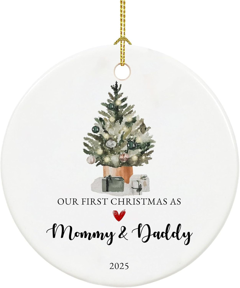 Personalized 2025 Ceramic Ornament For New Moms And Dads - Thoughtful Living Room Decor