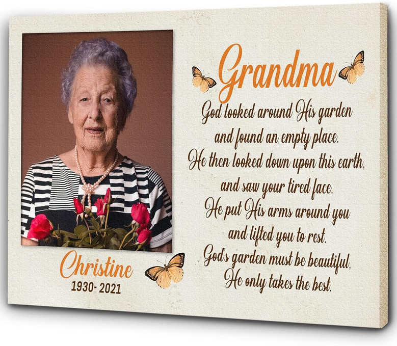Grandma Loss Memorial Canvas - Personalized Angel Tribute Wall Art For Bereavement Gift