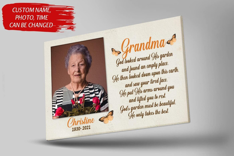 Grandma Loss Memorial Canvas - Personalized Angel Tribute Wall Art For Bereavement Gift