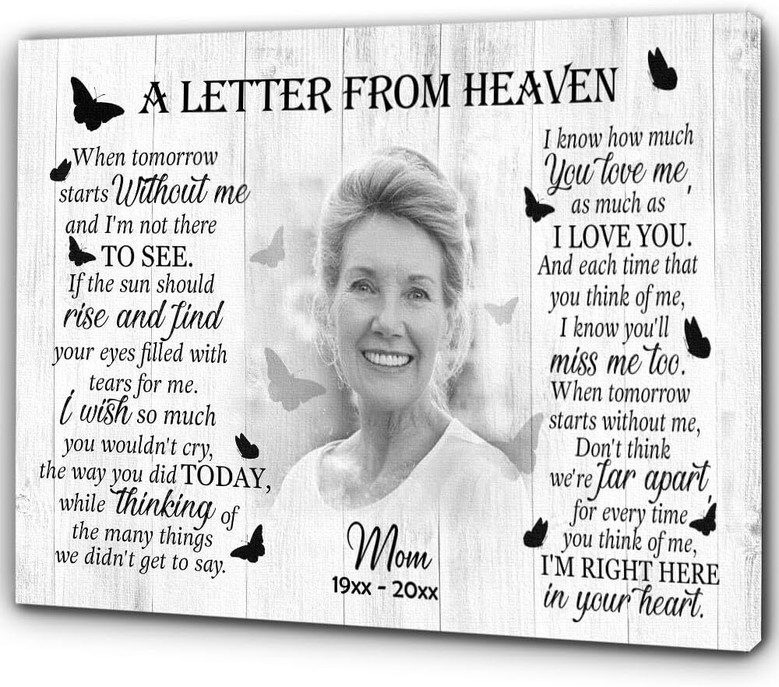 Touching Grandma Loss Wall Art Memorial Canvas For Sympathy, Personalized In Memory Of Father Or Mother In Heaven